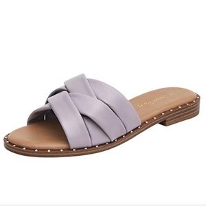 Dream Pairs Slides Slip On Studded Flat Sandals Taro Purple Size 8